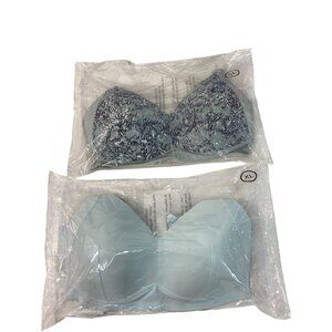 Rhonda Shear Two-Pack Wireless Bras Light Blue & Print Sz XL- NEW